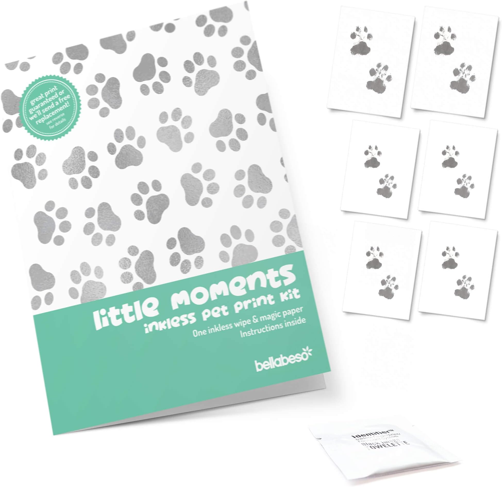 Dog and Cat Pet Paw Print Inkless Kit - six ready to frame sheets and one inkless sachet