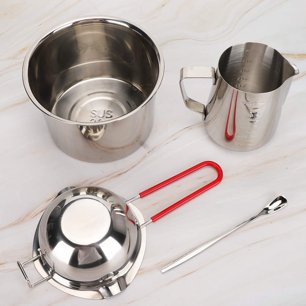 Housoutil 2 Set Kit per Creazione Candele Acciaio Inossidabile Pentola per Sciogliere Cera per Fai da Te Accessori Melt Pot per Cera per e Principianti Colore Casuale