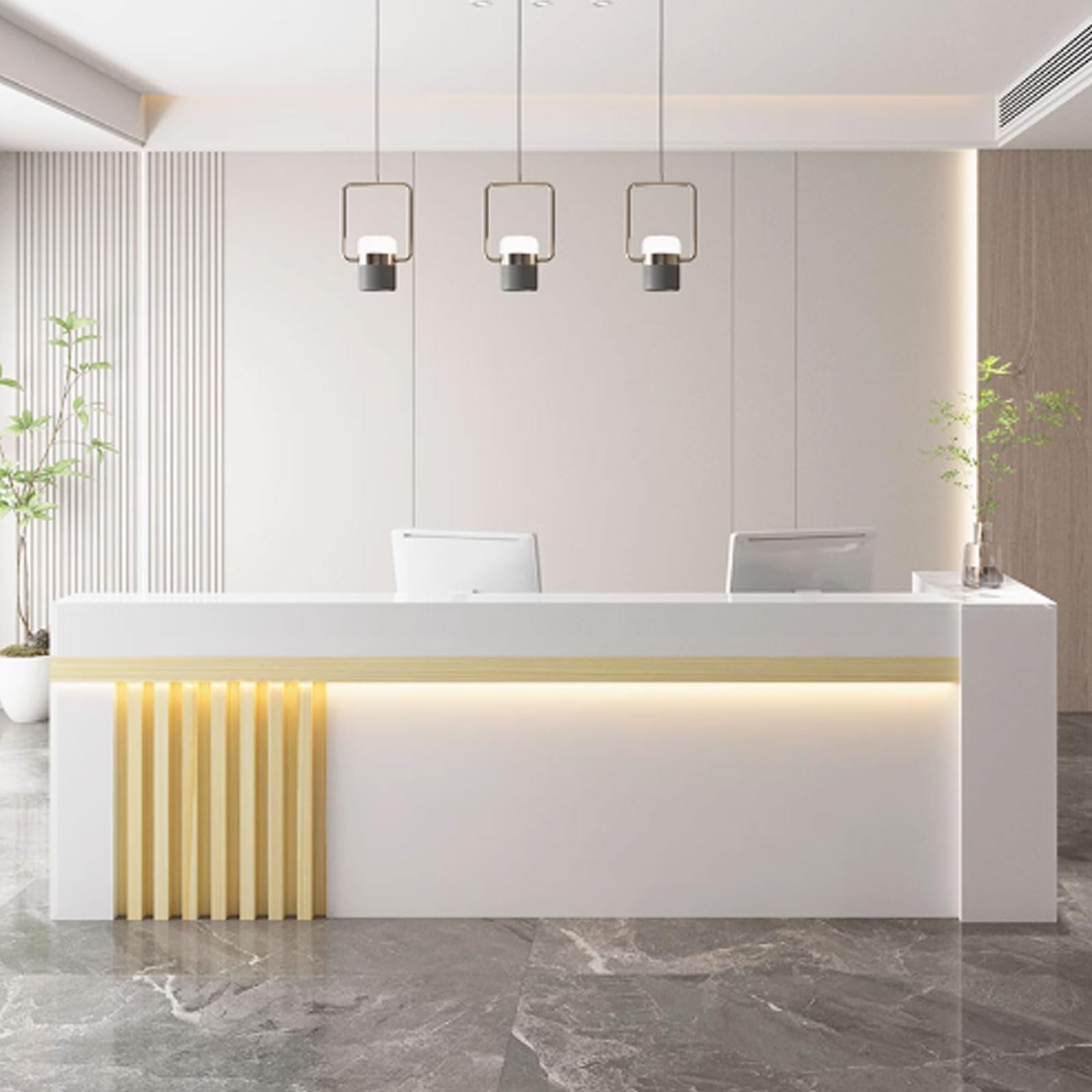 Nowoczesne biurko recepcyjne o długości 1 m z podświetleniem LED Sto Beau Salon i salon fryzjerski Futro do biura – elegancki i funkcjonalny licznik powitalny
