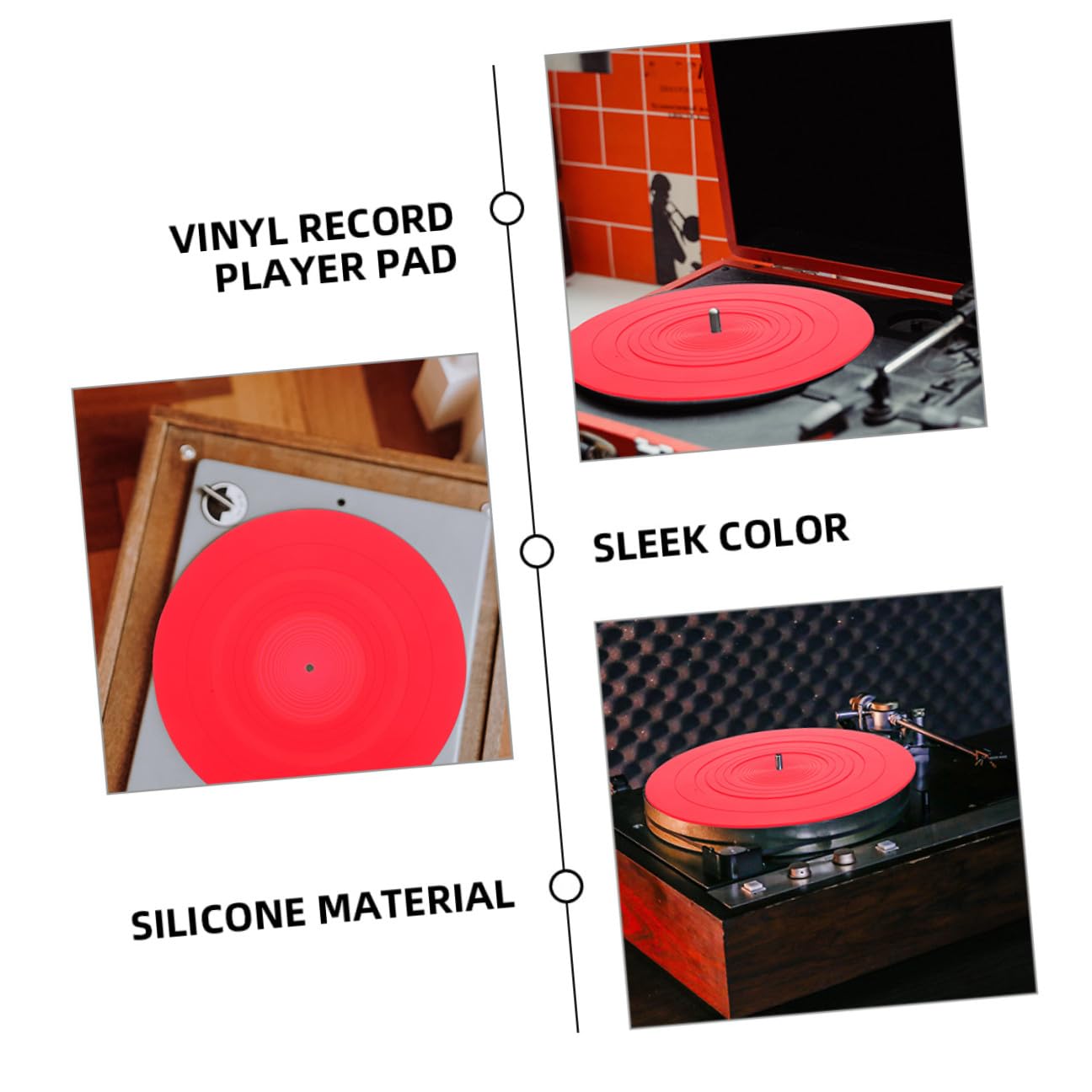 Didiseaon Tappetino Antistatico per Giradischi in Silicone Resistente e Flessibile, Protezione Vinile per Dj e Appassionati di Musica, Set 2 Pezzi