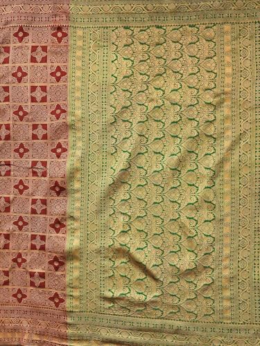 Image of Satrani Women's Silk Banarasi Weaving Saree with Unstitched Blouse Piece