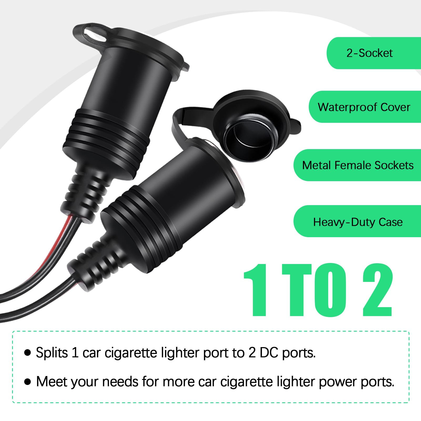 Rallonge Allume-Cigare 1 Vers 2 Avec Interrupteur Et Fusible 10A – Adaptateur 12V/24V Pour Voiture, Camion, Bateau