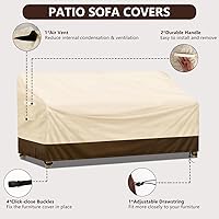 Vista 4 de Funda impermeable para sofá de 2 plazas, funda de sofá de patio de 2 plazas, funda de sofá biplaza resistente 600D, fundas de muebles de patio