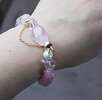 Vista 228 de Precious Gemstone Natural Crystal Healing Bracelet, Rutilated Quartz, Moonstone, Quartz Handmade Original Design Bracelet