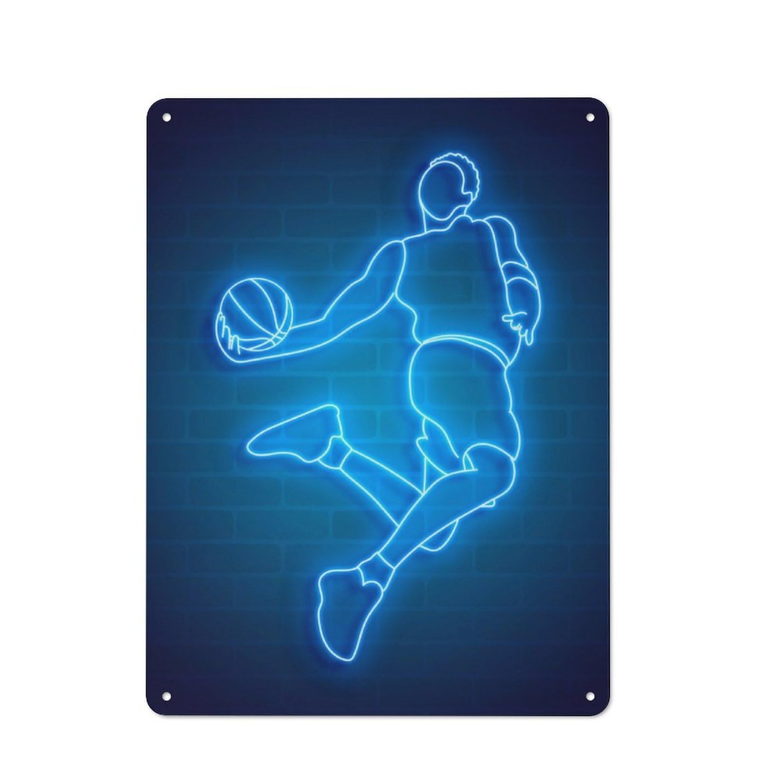 Junmoney Basketball Player Jump Neo Rustic Metal Sign 40X30cm For Hallway Wall, For Collectors Of Rustic Metal Wall Decor