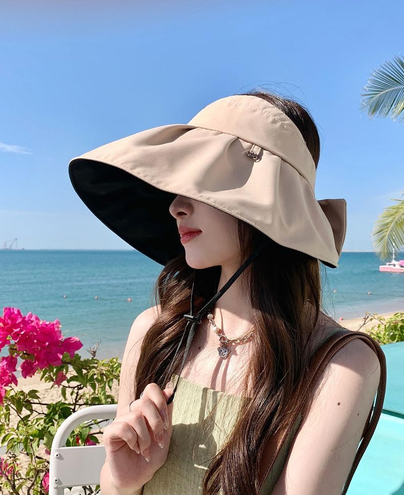 Sun Visor Hats for Women Wide Brim UPF 50+ Bucket Hats Summer Visor Caps Beach Hat Packable UV Protection Fishing Hiking Hat - Image 3