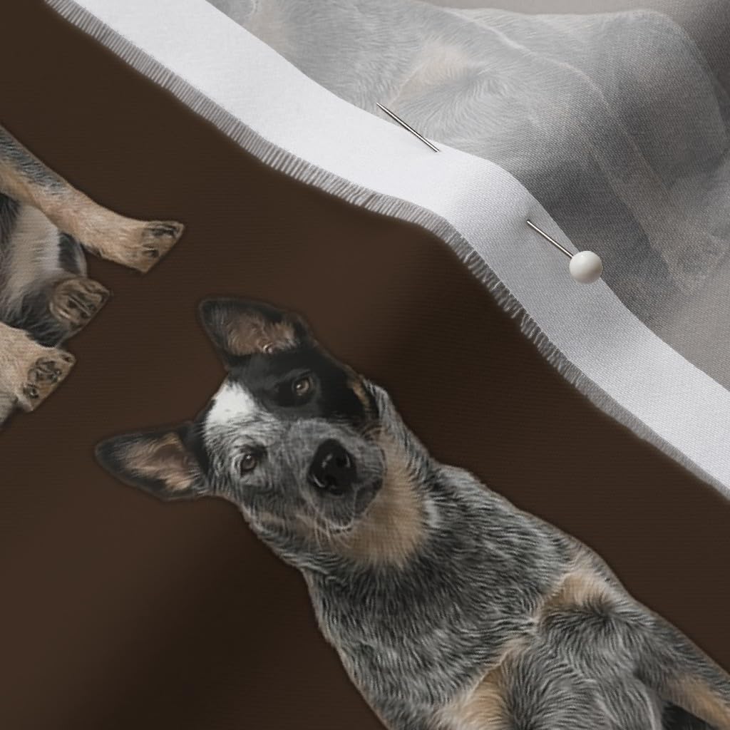 Spoonflower Fabric - Australian Cattle Dog Pet Animal Printed on Organic Cotton Sateen Fabric by The Yard - Sewing Quilting Apparel Home Decor