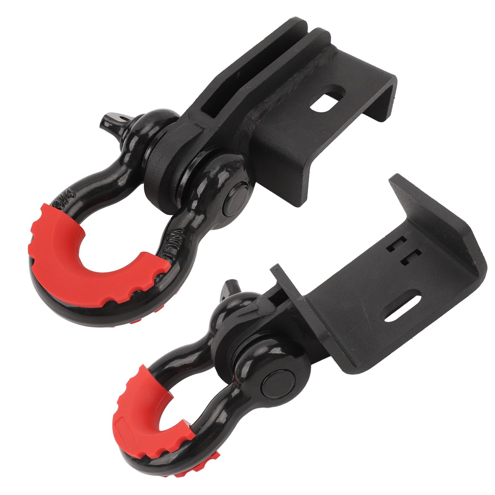 Mocowanie Przedniego Haka Holowniczego Heavy Duty z Pierścieniem 3/4" D do 2009-2023, Odporne na rdzę do Odzyskiwania Pojazdów z Błota/śniegu, Stal Czarna, 2 szt.