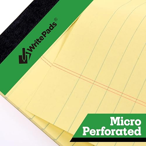 Miniatura 4 de Bloc de notas legal de 5 x 8 pulgadas, bloc de notas a rayas universitarias, bloc legal pequeño, papel canario, paquete de 6, 50 hojas por bloc,