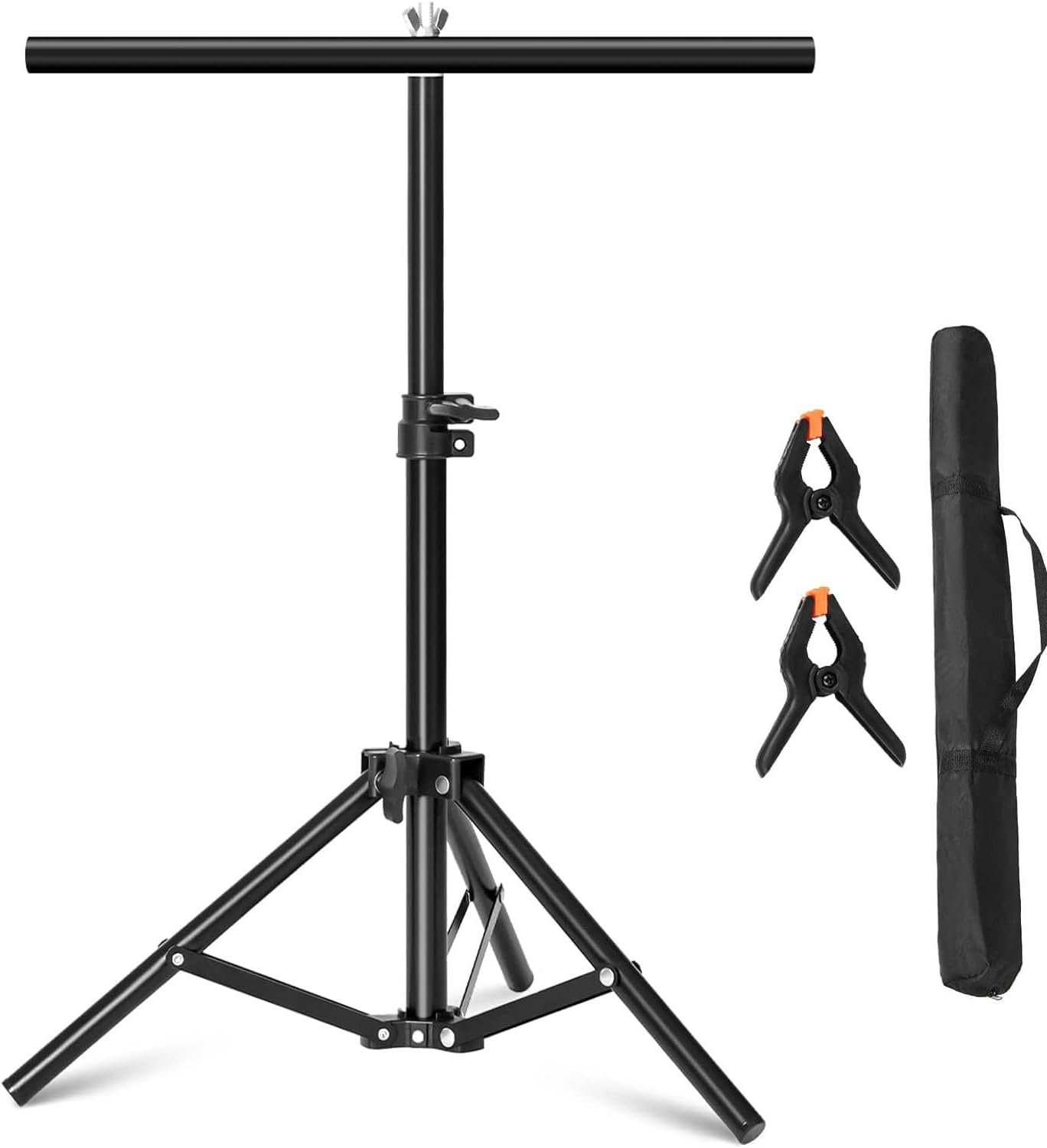 T-Shape Portable Backdrop Stand, 68x75cm /27x30 inches Adjustable Photo PVC Background Support Stand System Kit with Carrying Bag, 2 Spring Clamps for Photography Video Studio Parties Wedding