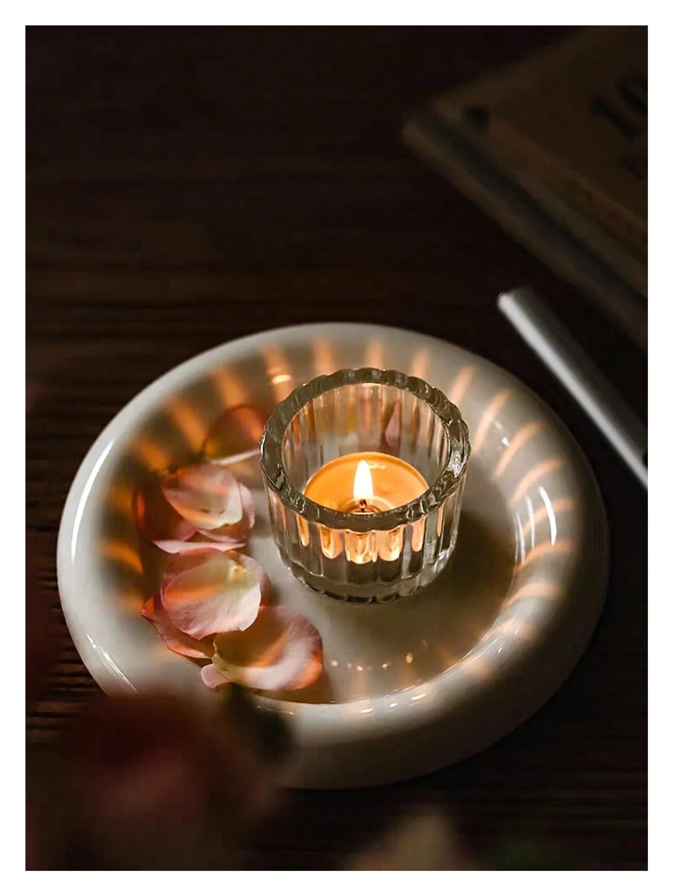 Porta Tealight in Vetro Portacandele in Vetro Trasparente da 3 Pezzi, Piccolo centrotavola for Candele, Decorazioni for la casa for Matrimoni, Feste e Compleanni.