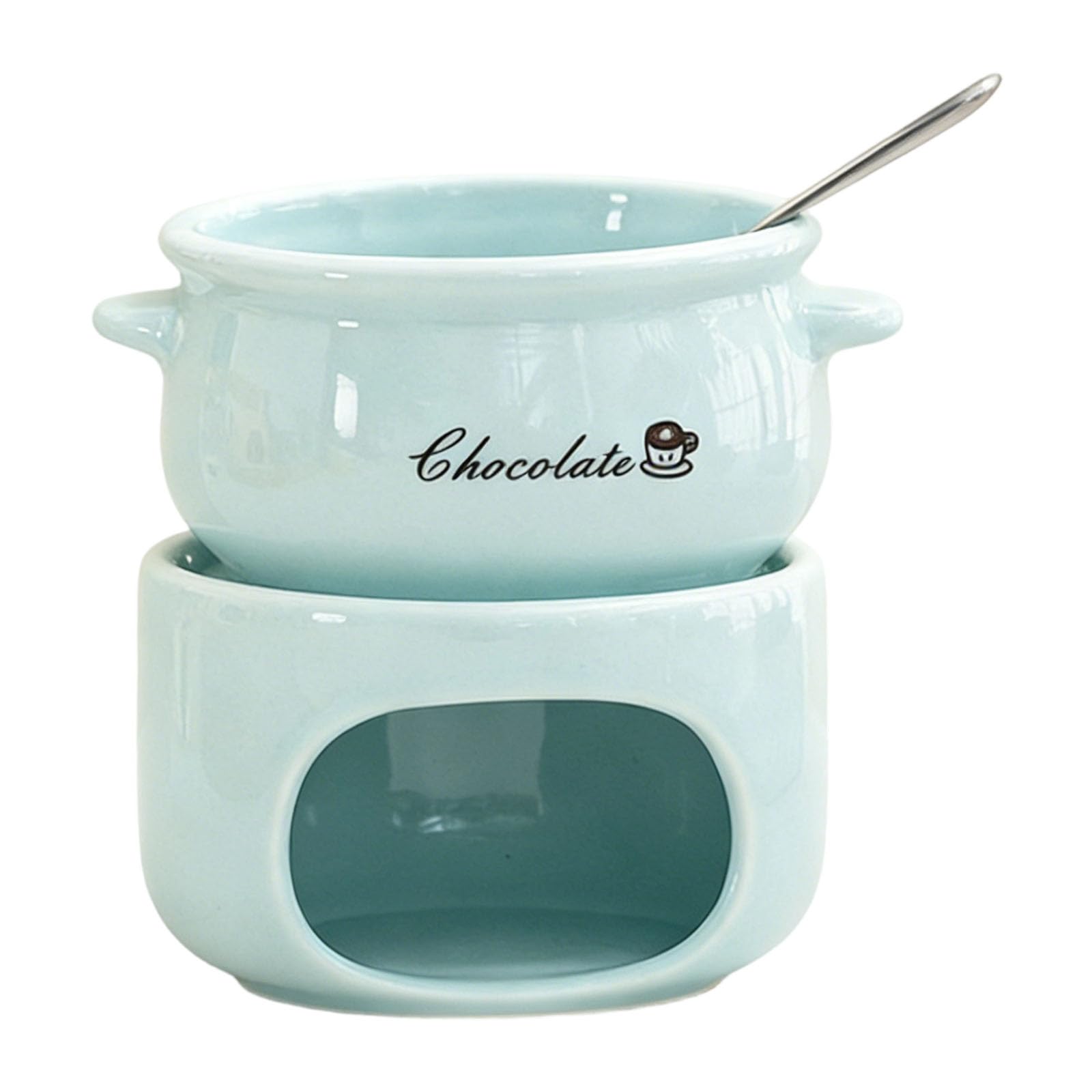 Msioytog Practical Fondue Cup Cheese Chocolate Melting Bowl with Fork Ceramic Kitchenwares for Smooth Even Heating Earthenware Chocolate Amalgamation