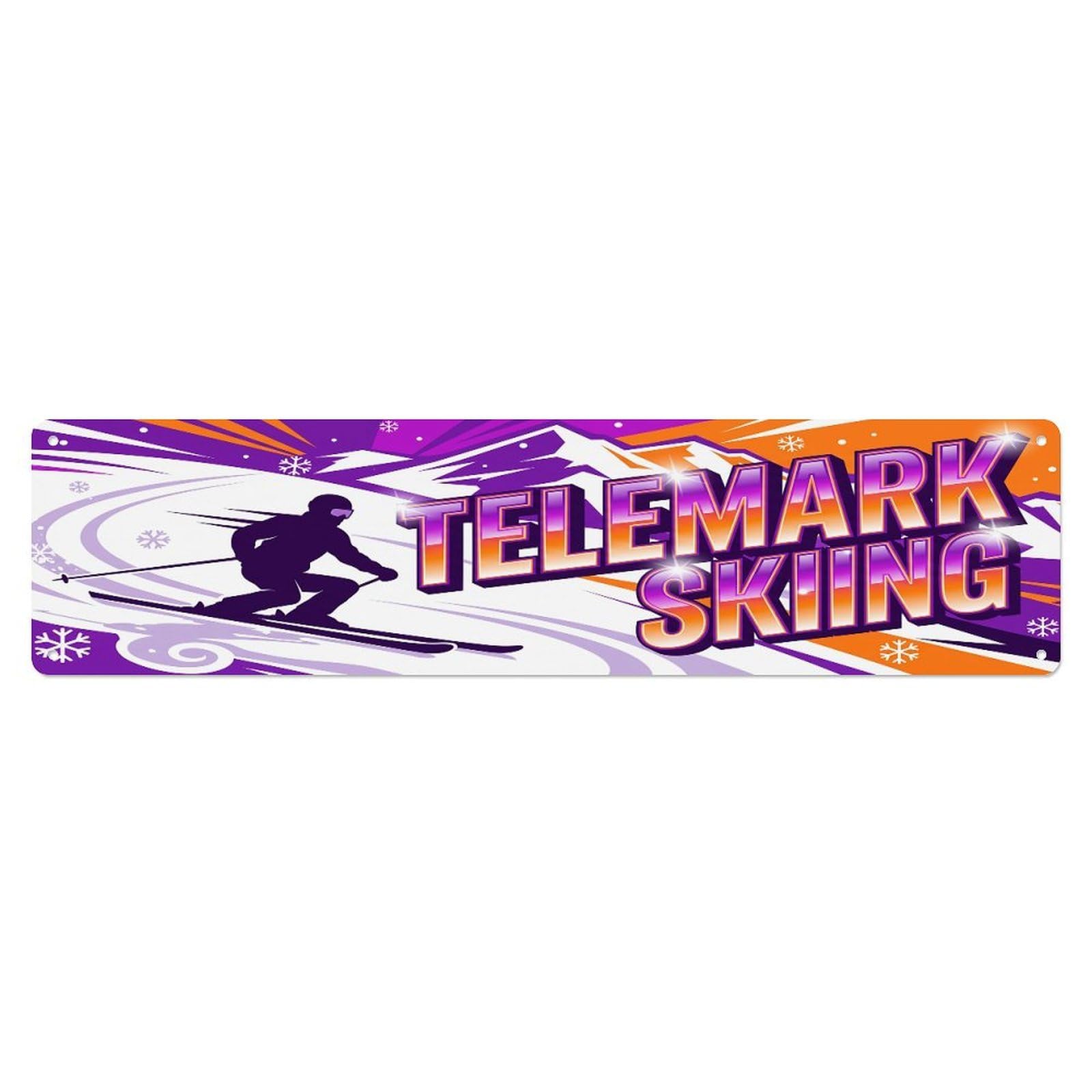 Vintage Telemark Skiing Outdoor Activity Sports Metal Tin Sign