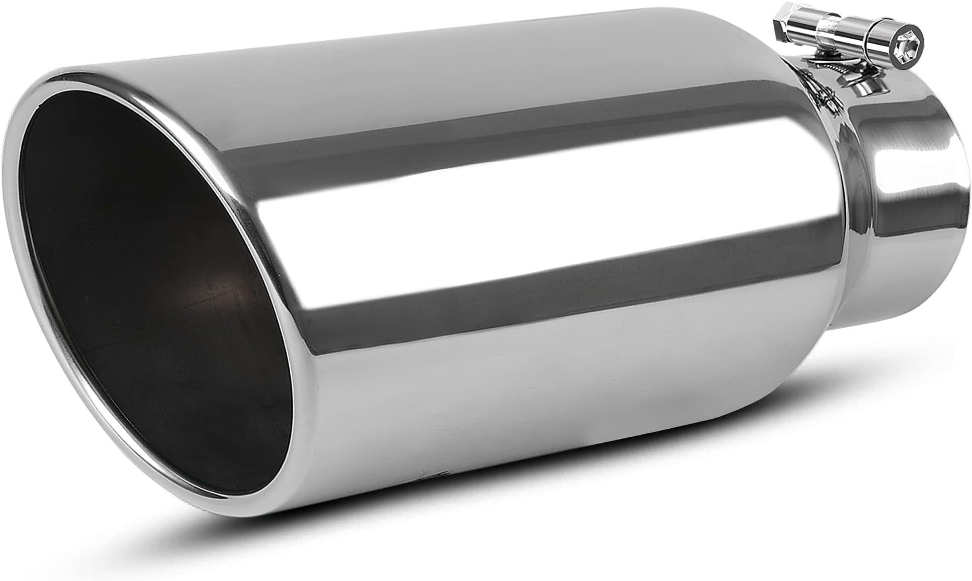 AUTOSAVER88 4 Inch Inlet Exhaust tip, 4 x 6 x 15 Inches Chrome Polished Stainless Steel Diesel Exhaust Tailpipe Tip, Clamp On Design.