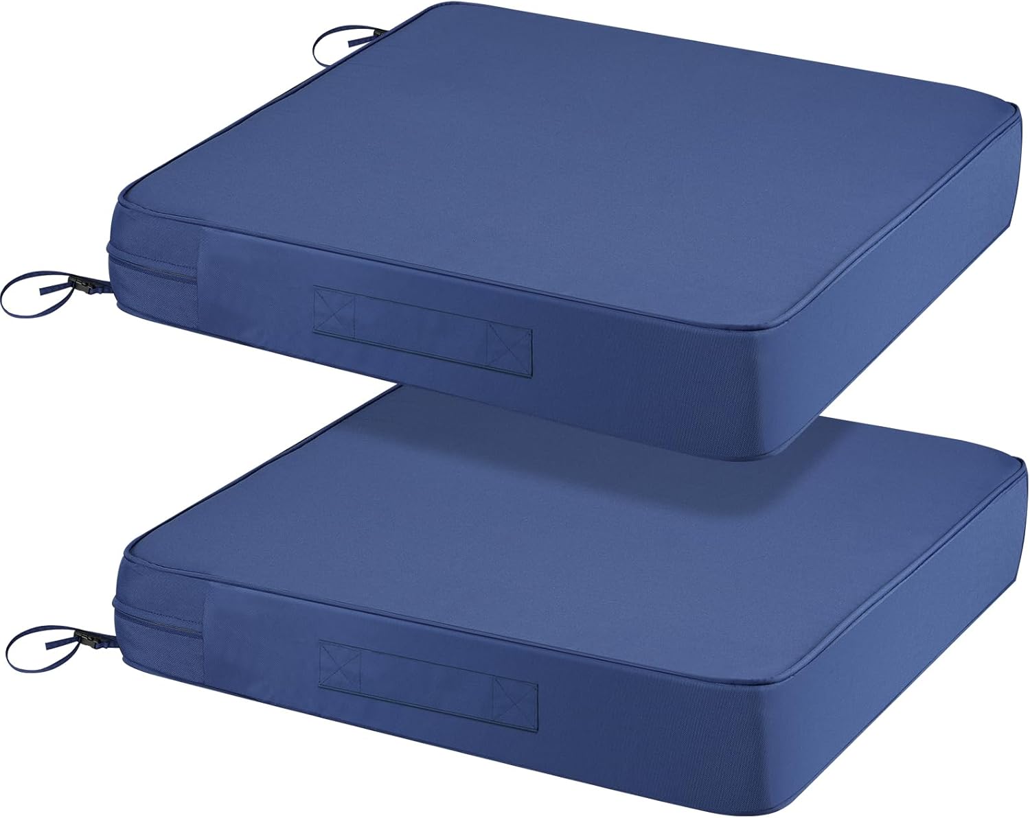 Navy Blue Foam Square Outdoor Dining Chair Cushions Set of 2