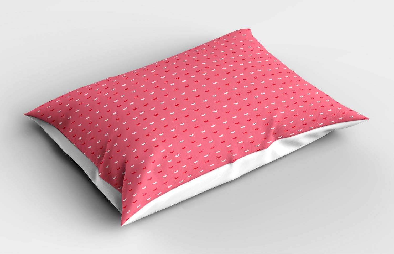 Lunarable Valentine's Day Pillow Sham Set of 2, Repeating Mini Heart Shapes Doodle Style Love Themed Scenery, Quality Microfiber Bedding Item for All Seasons, 30" x 20", Dark Coral Pink