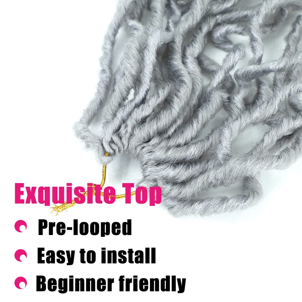 Faux Locs Crochet Hair 18Inch Soft Locs Braiding Hair 6Packs Pre Looped Crochet Hair Natrual Black Color for Black Women, No Smell (18 Inch, 6 Pack, Grey) …