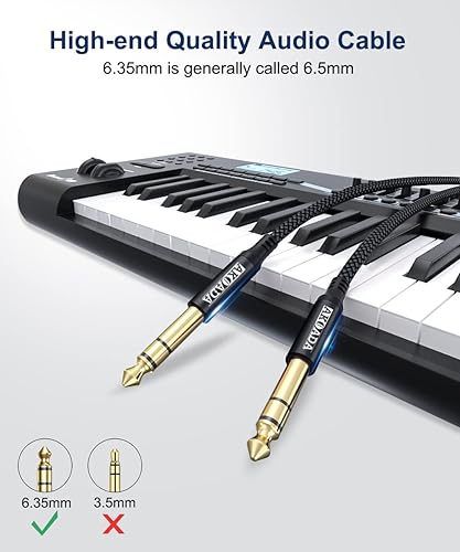 Miniatura 13 de AkoaDa Cable de instrumento de 1/4 de pulgada de 10 pies, paquete de 2 unidades, 0.250 in 1/4 TRS de audio estéreo equilibrado macho a macho