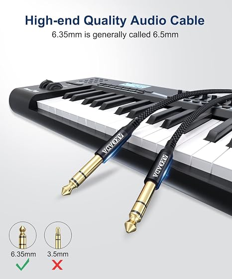 AkoaDa 1/4 Inch TRS Instrument Cable 10ft 2Pack 6.35mm Guitar Bass AMP Cord 6.35mm 1/4 TRS Balanced Stereo Audio Male to Male Cable for Electric Guitar,Bass,Keyboard,Mixer,Amplifier,Speaker