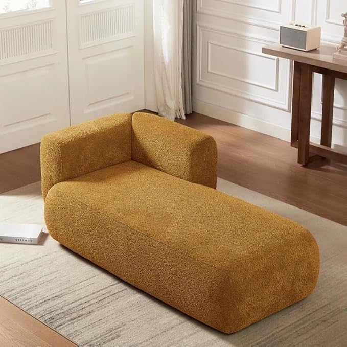 Image of LEGACY OF COMFORT Christinia Upholstered Indoor Chaise Lounge Chair 2 Seater Sofa Two Seater Sofa for Living Room Offices Hotels Bedroom (Mustard Orange)