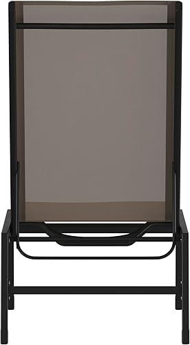 Miniatura 9 de EMMA + OLIVER Braelin - Tumbona ajustable para patio, asiento de textileno marrón, diseño sin brazos, 5 posiciones reclinables, marco de metal, para