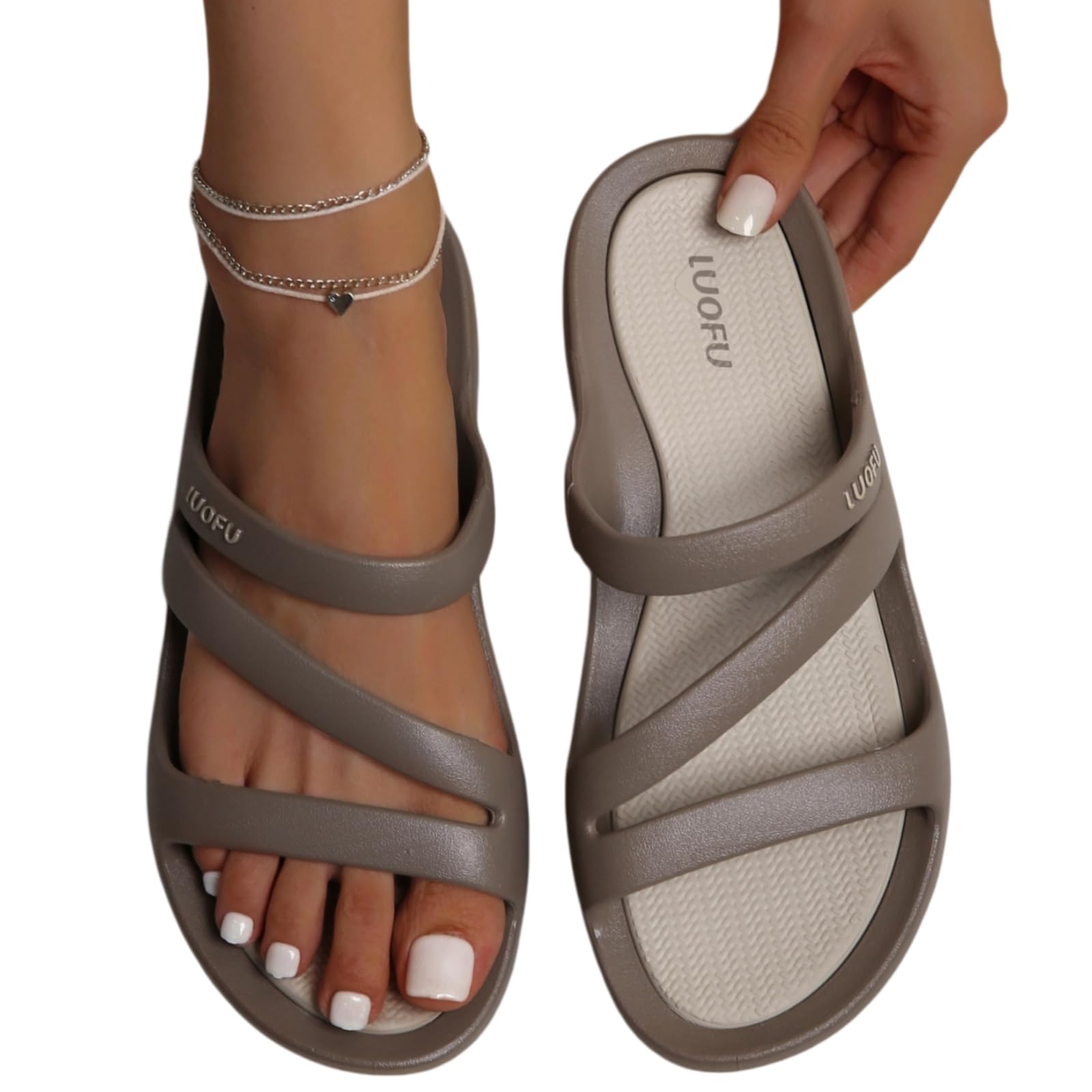 Pantoufles femmes gris confort EVA antidérapant intérieur extérieur casual