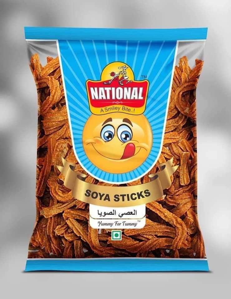 NATIONAL-A Smiley Bite Party Snack Soya Sticks | Healthy Snack Ready to Eat Hot & Spicy Soya Stick (Pack Of 5) 180 Grams Each Pack - Image 4 thumbnail