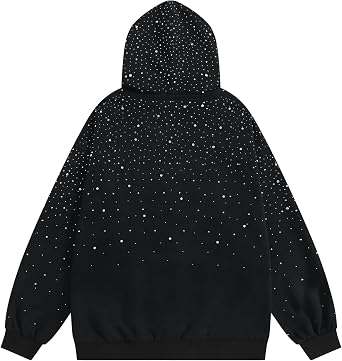 Vamtac Rhinestone Hoodies Men Oversized Hooded Sweatshirts Fashion Casual Hoodie Pullover Y2k Streetwear Tops