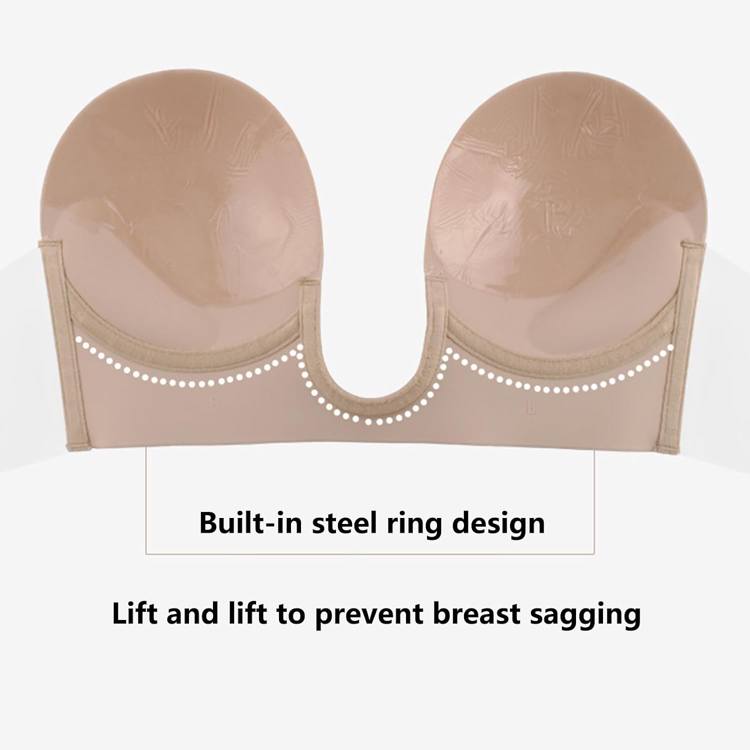 One-Piece Deep U Self-Adhesive Breast Invisible Bra Seamless Breast Patch Glossy Push-up Sexy Women's Underwear Bra Patch