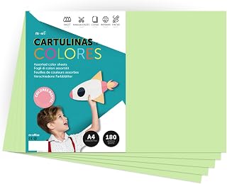 Farbiger Karton, A4, Pastellfarben, 180 g, zum Basteln, Drucken Ihrer Dokumente und kreativen Designs, Pastellfarben, A4, m-office (x100, hellgrün)