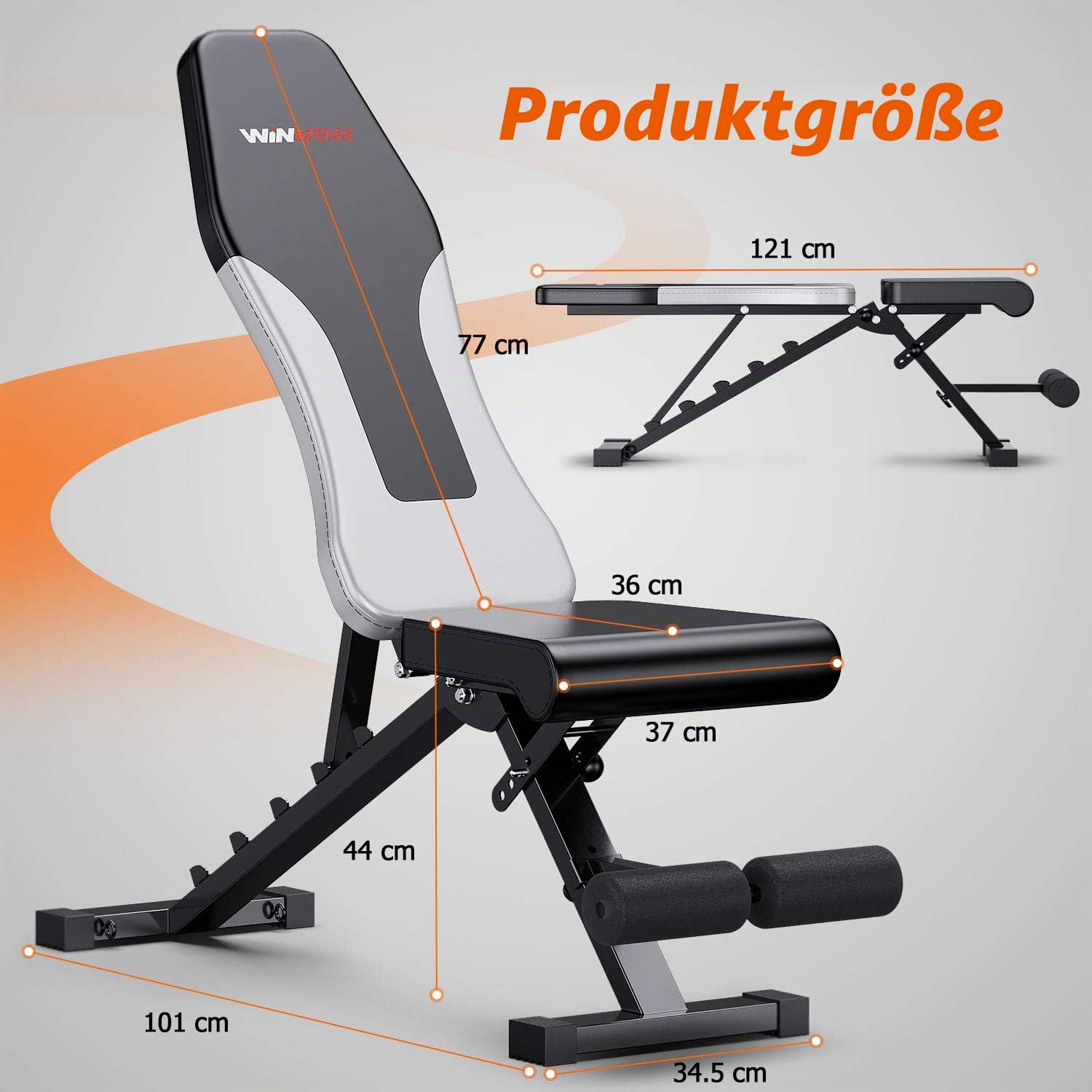 WINNOW Verstellbare Hantelbank Faltbare Workout Bank Heim Training Gym Fitness Flache Bank Presse für Ganzkörper Übung