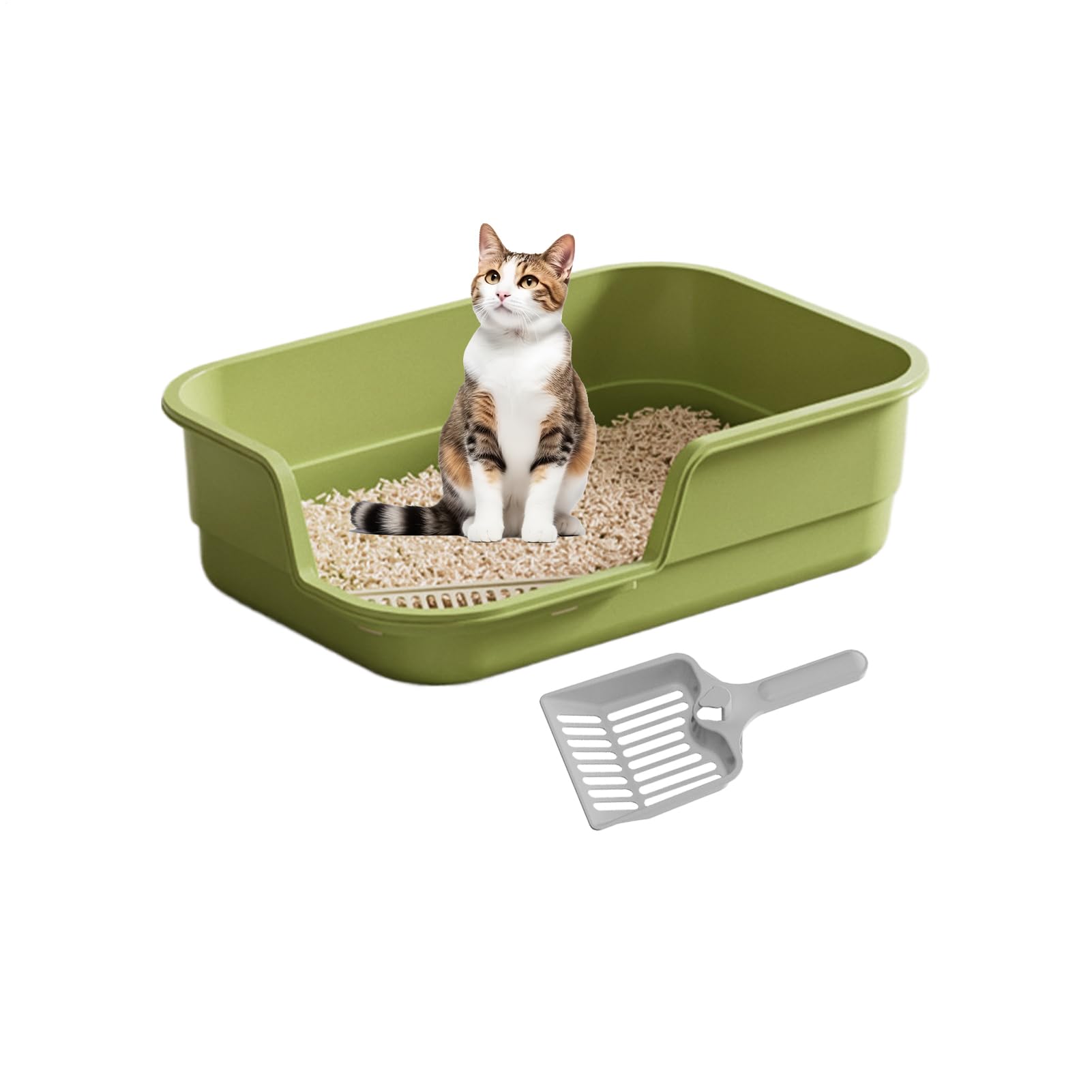 Katzenklo Teilweise Geschlossene Hohe Seiten Mit Schaufel