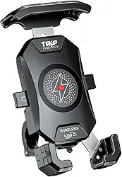 Suporte Celular Moto Turbo Carregamento USB C 18W e Indução 15W Wireless Universal Com Adaptador Retrovistor 360º Guidão Reforçado GPS Resistente Água IP66 Estável Celular Grande Largo Gps para Moto