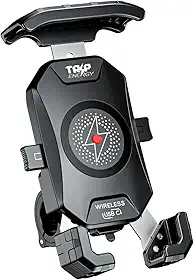 Suporte Celular Moto Turbo Carregamento USB C 18W e Indução 15W Wireless Universal Com Adaptador Retrovistor 360º Guidão Reforçado GPS Resistente Água IP66 Estável Celular Grande Largo Gps para Moto