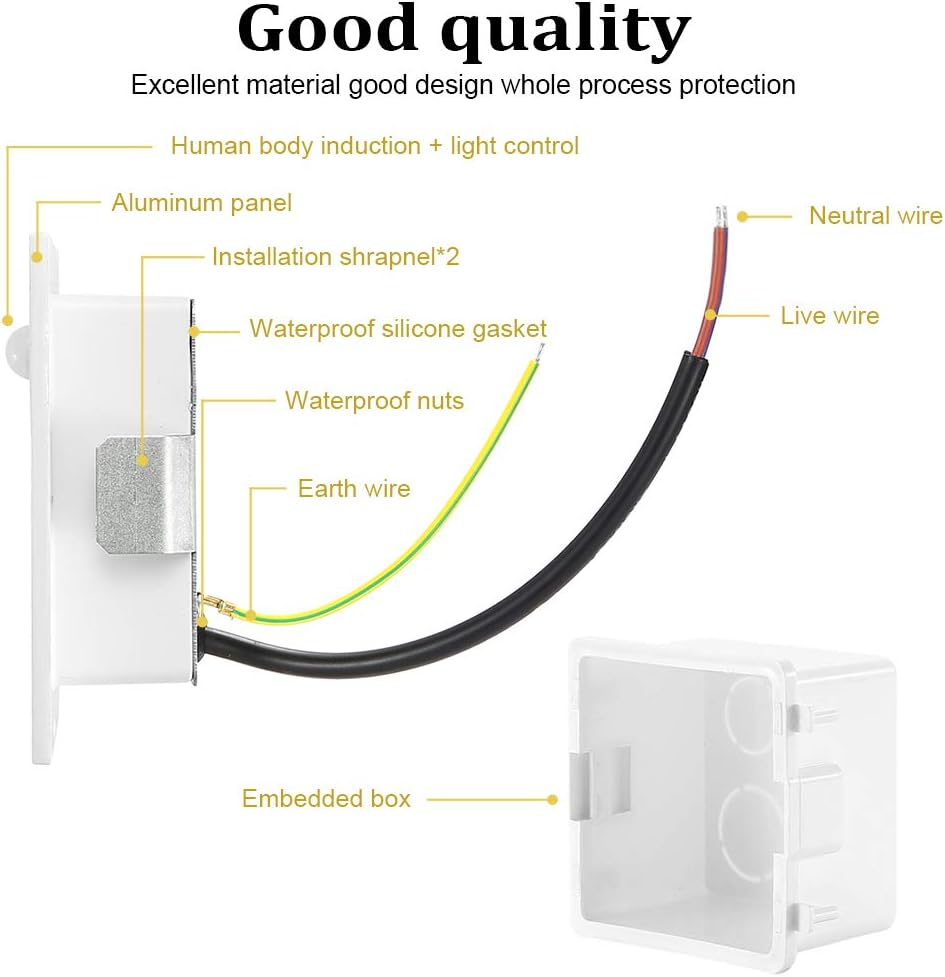 Exclusive Discount 70% Price FVTLED 4 Pack 3W LED Step Light, Motion Sensor Photosensitive AC 85-265V LED Stairs Pathway Lights Modern Waterproof Deck Light for Hallway, Stairs, Closet, Bedroom (White Shell, Warm White)