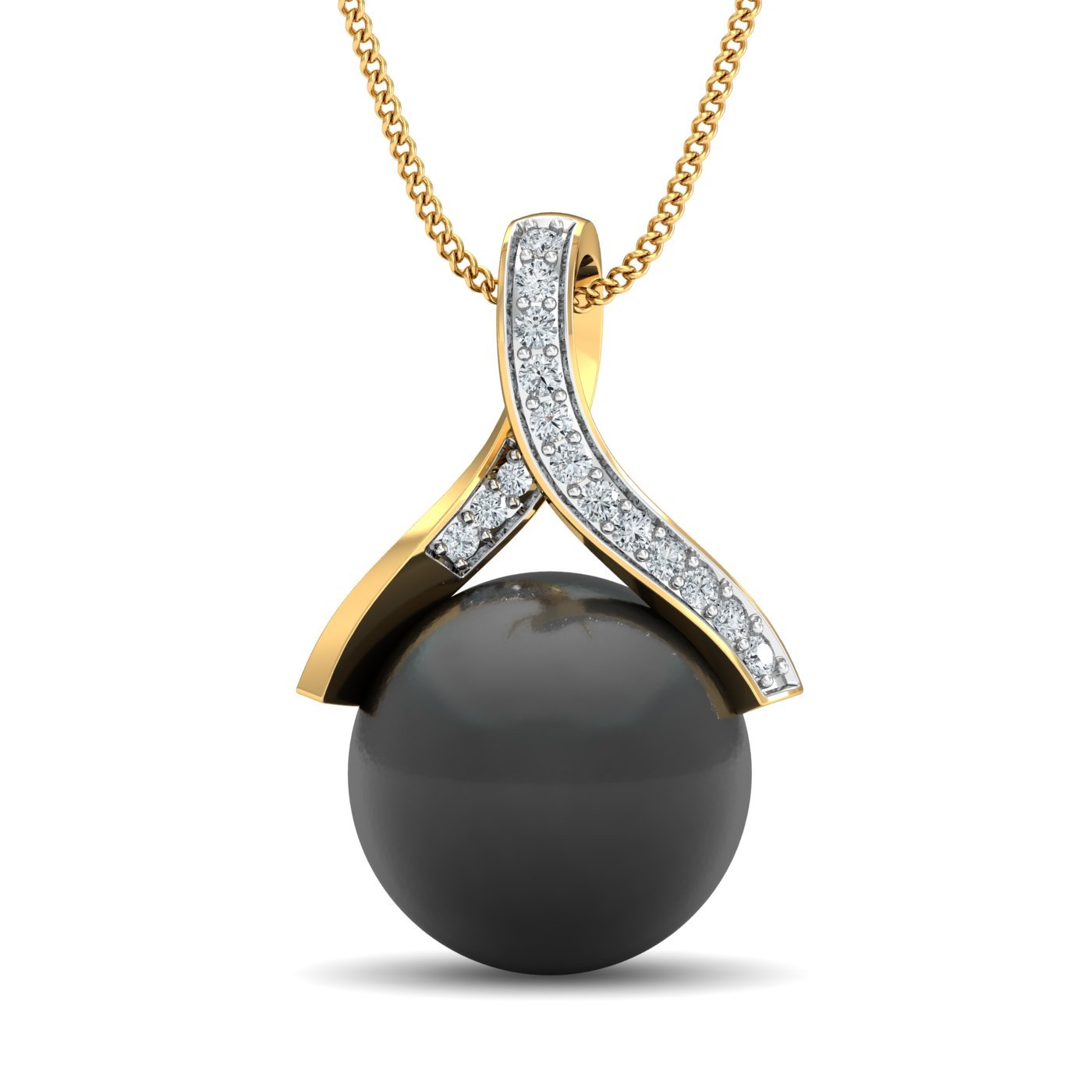 KuberBox 18KT Yellow Gold Brilliante Pearl Pendant for Women