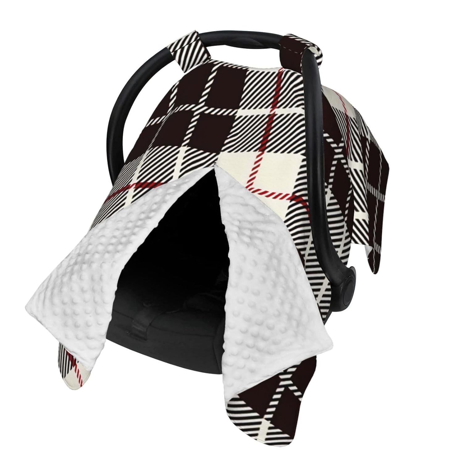 Plaid Baby Car Seat Cover & Breastfeeding Nursing Cover - Breathable Stretch Fabric Multi-Use Nursing Cover for Breastfeeding
