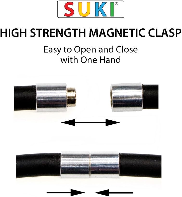 SukiUSA PRO Braided Leather Magnet Therapy Bracelet - 6mm Black : Sports & Outdoors