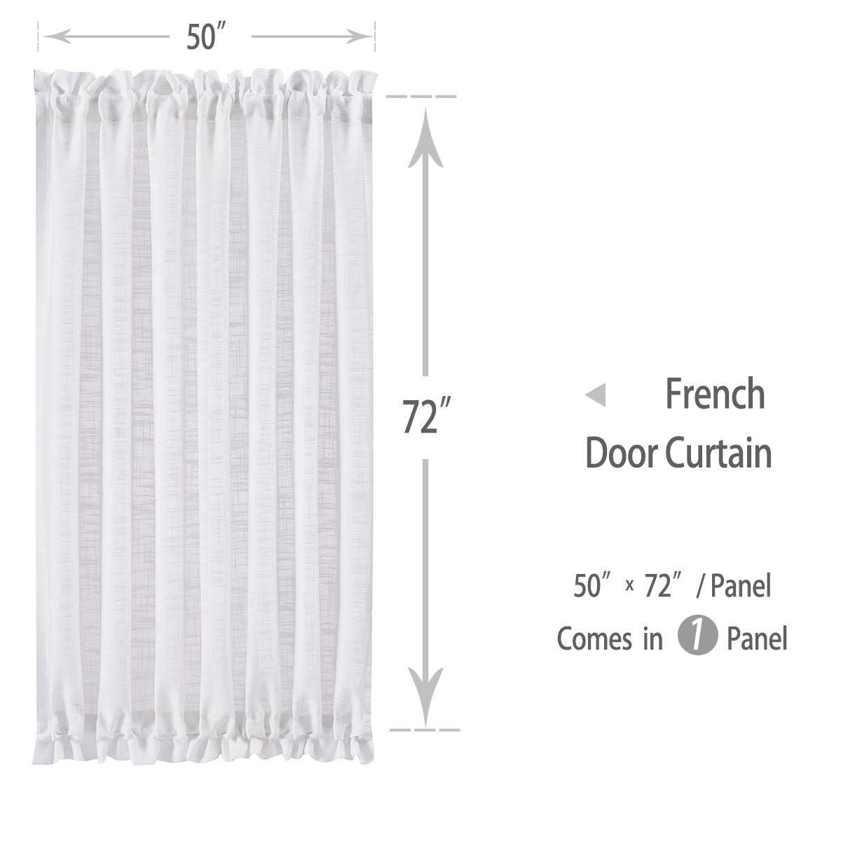 FMFUNCTEX Sheer Linen French Door Curtains White 72" Long Linen