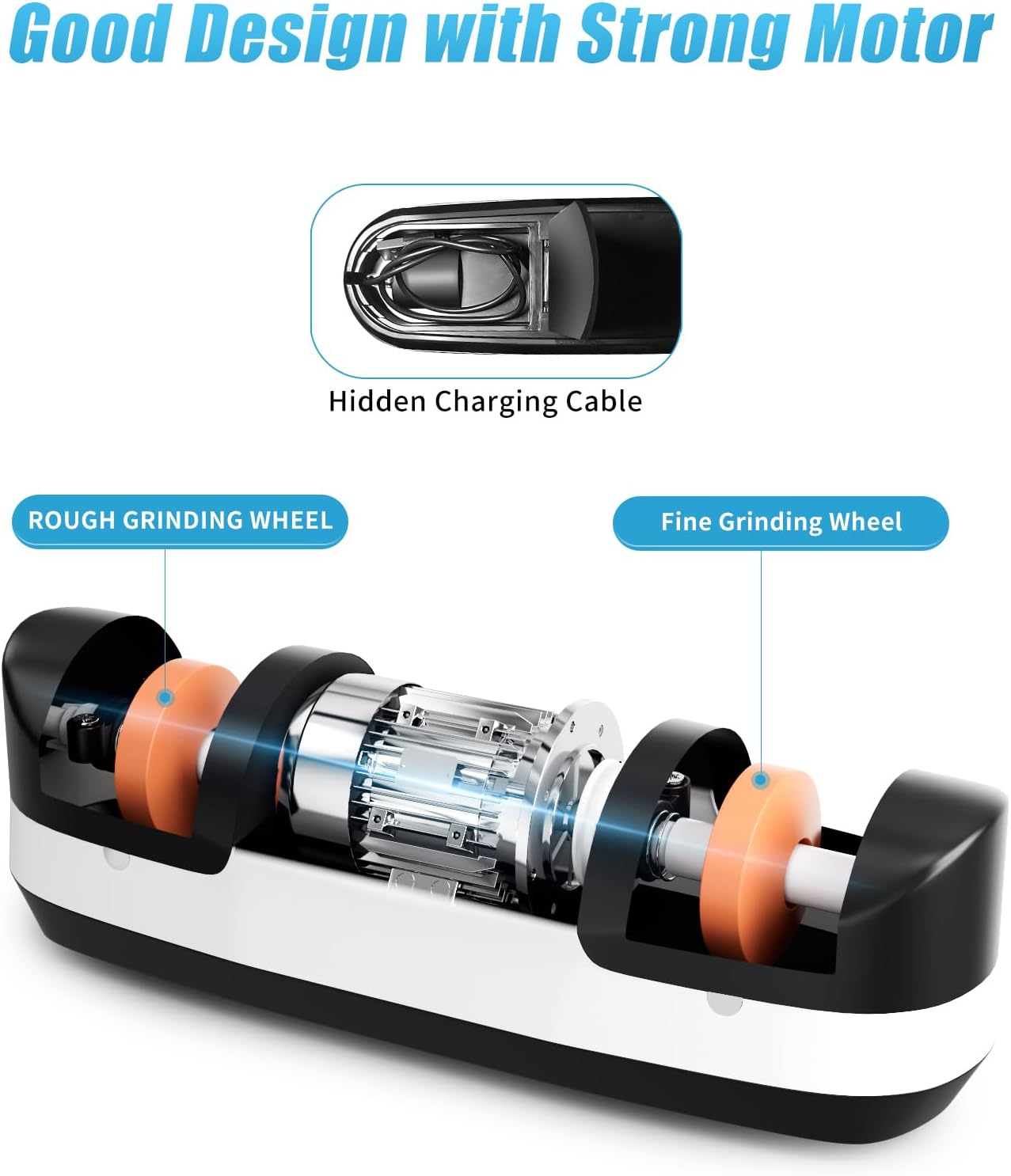 Kiseely lectric Knife Sharpener, 5 in 1 Knife Sharpening System with 3 Speed Setting, Rechargeable Professional Diamond Knife Sharpener with LED Display for Rough & Fine Sharpening (UA1), MX-15