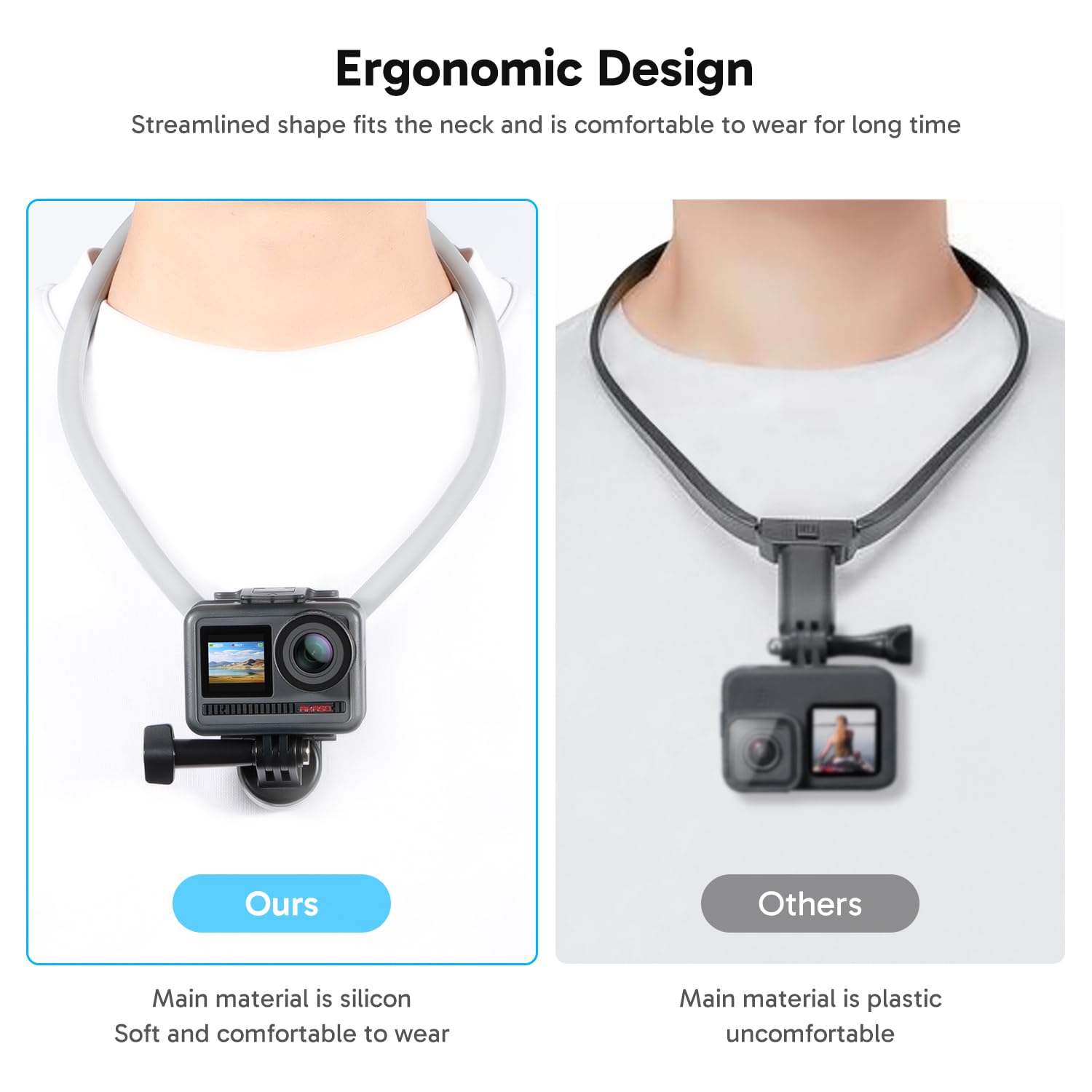 AKASO Soporte magnético para Cuello para Cámara de Acción Accesorios POV Vlog compatibles GoPro Hero12/11/10/9/Max/DJI Osmo Action/Smartphone con Adaptador Vertical de Clip de teléfono