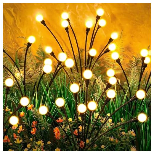 NEMMXUB Lumiere Luciole Solaire Exterieur, 4 Pièces 10 Led Luciole Solaire Exterieur Jardin, Lumières Solaires de Jardin, Lucioles Lumiere Solaire IP65 Étanche, pour Allée Terrasse Jardins Décoration