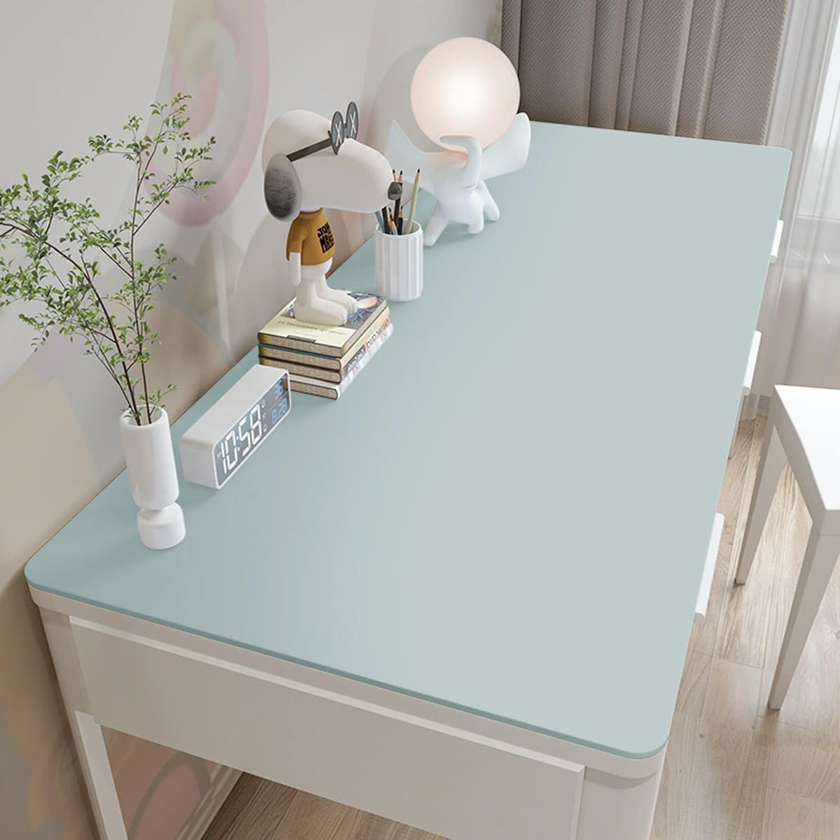 Non-Slip Desk Pad, Waterproof PU Leather Desk Blotter, Easy Clean Large Table Protector, Laptop Desk Study Writing Mat for Office Work Home (Blue,80x60cm)