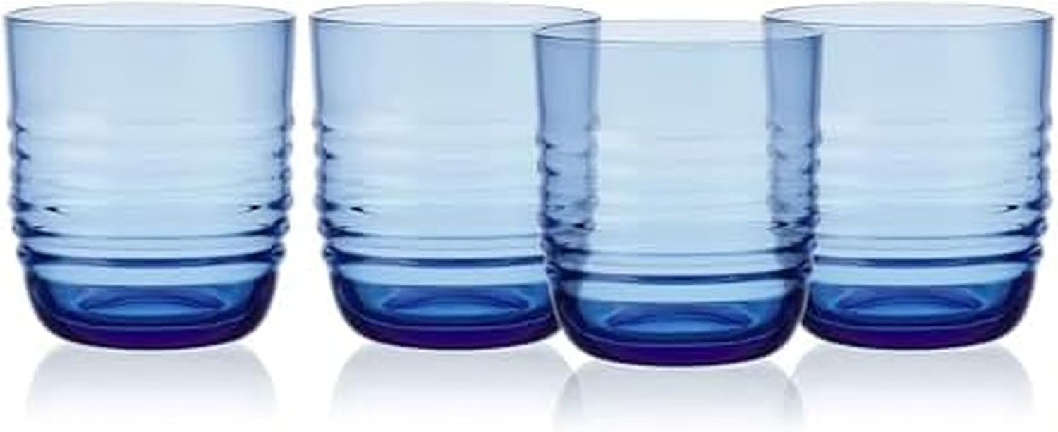 Mikasa Ciara 14 Oz. Double Old Fashioned Rocks Juice Water Beverage Cups, Set of 4, Cobalt