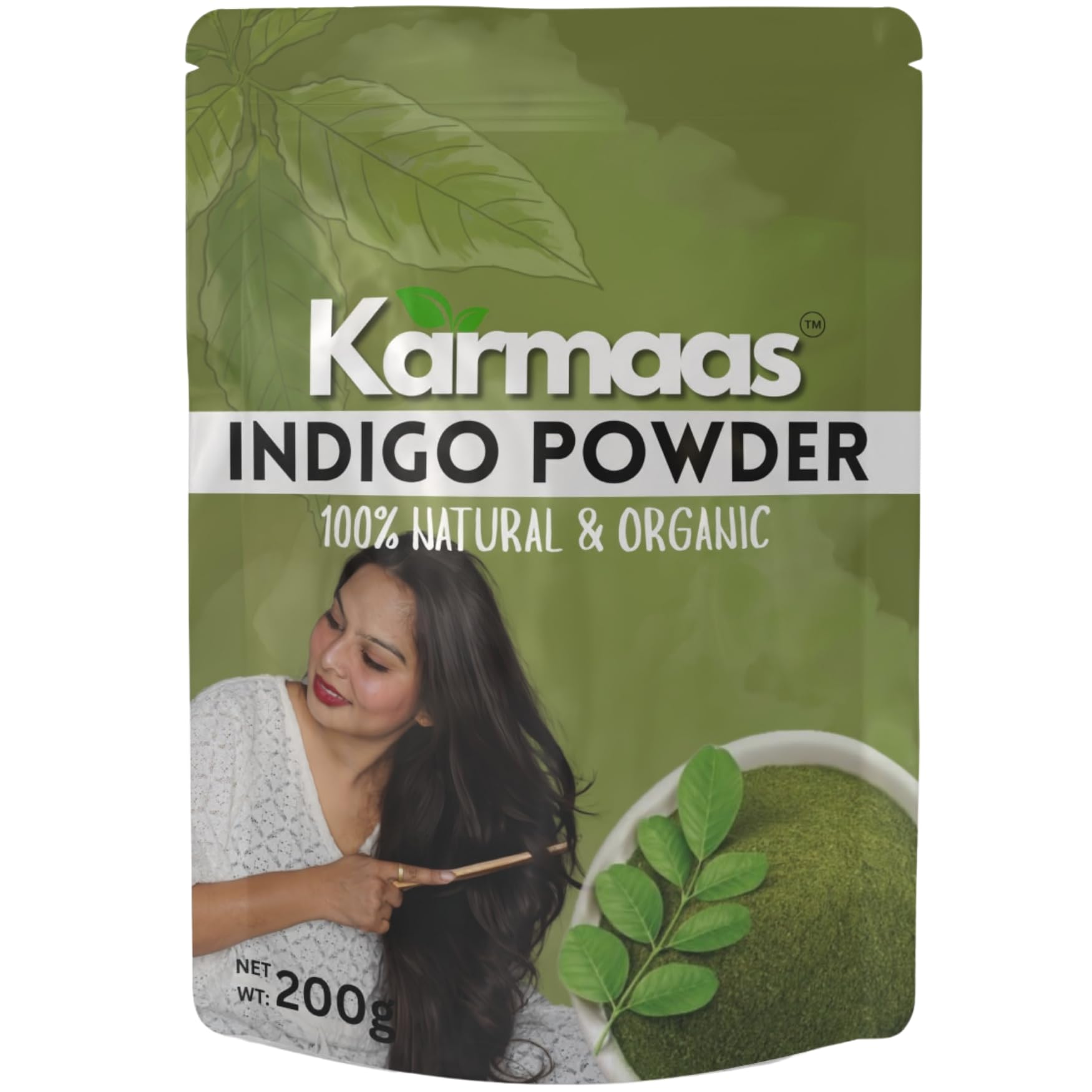 Karmaas 100% Natural & Organic Indigo Powder Natural Hair Colour Chemical Free For Healthy & Shiny Hair 200g-image-49