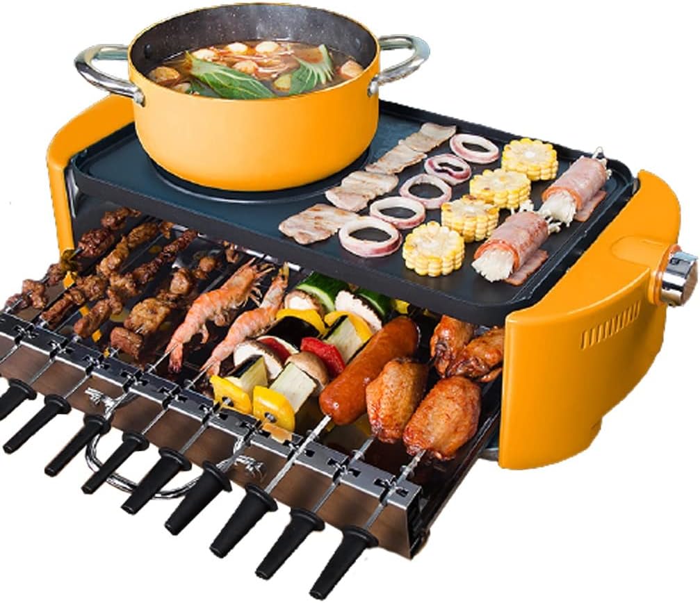 Olla Eléctrica Multifunción con Asador Giratorio Automático