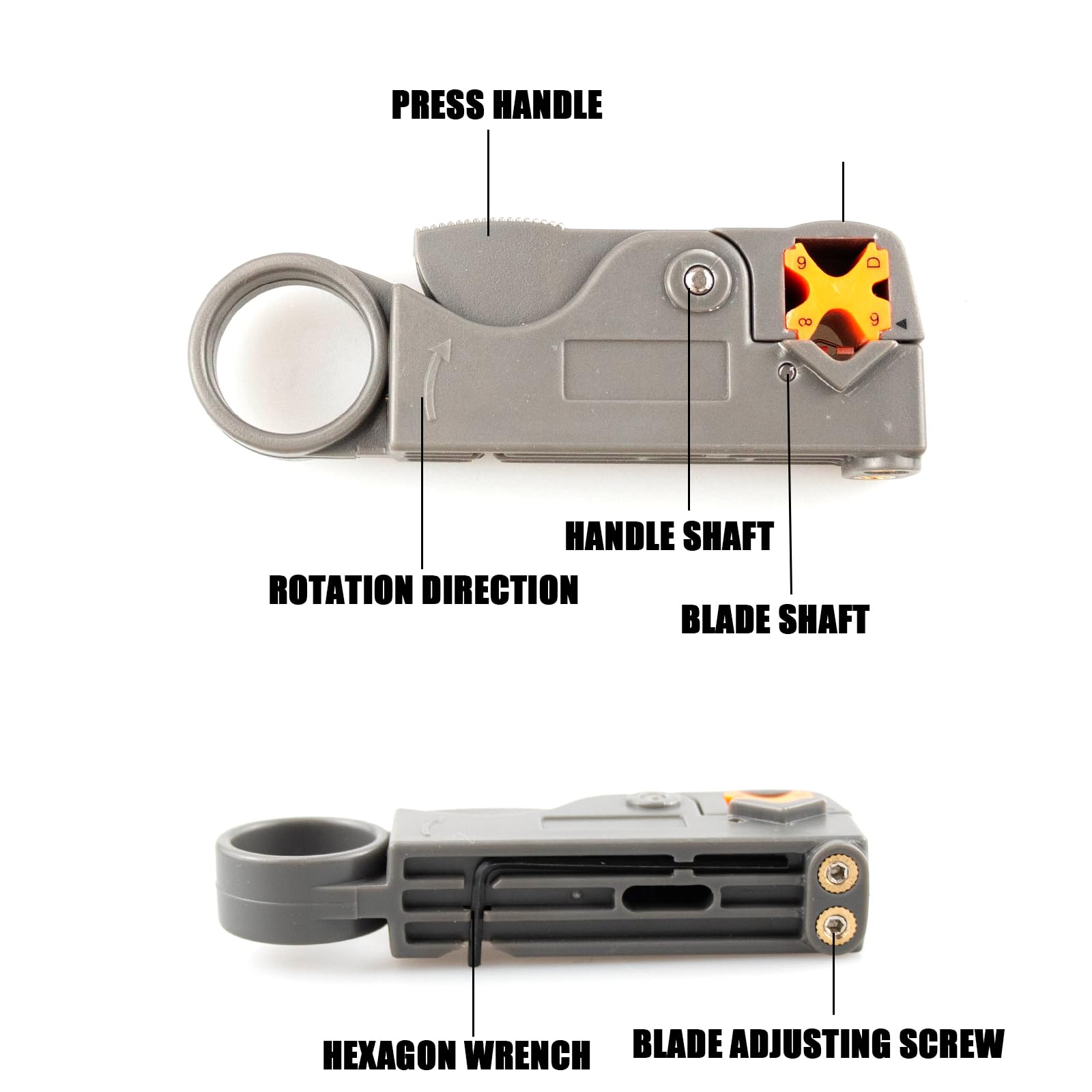 GUQIANLU Kit Cavo Coassiale con 20 connettori tipo F e chiave a brugola, Kit di attrezzi per cavi coassiali, Kit crimpatrice per strumento di compressione coassiale RG6 RG59, Spellafili per RG58/59/6