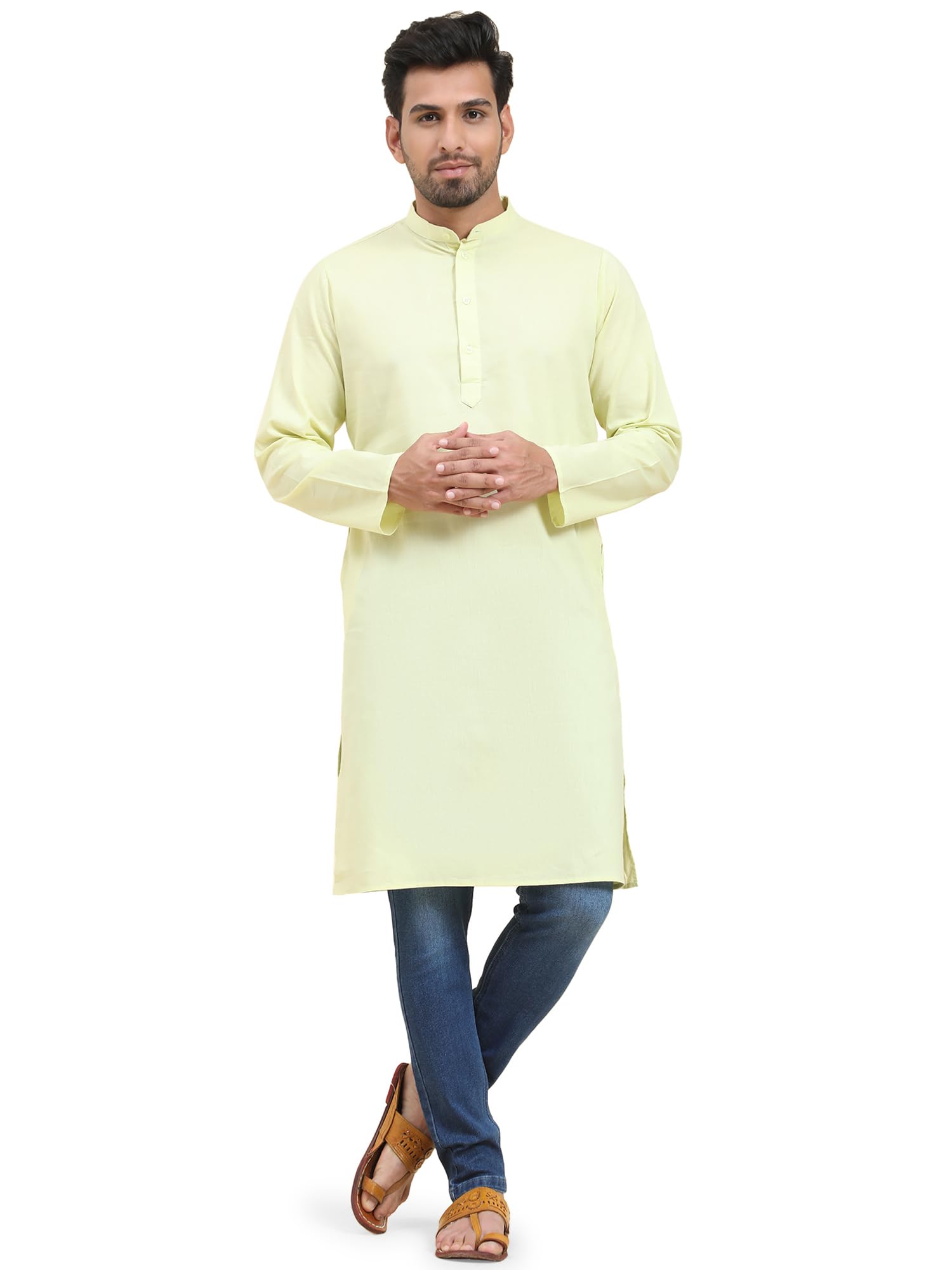 SKAVIJ Mens Cotton Casual Wear Everyday Use Modern Kurta