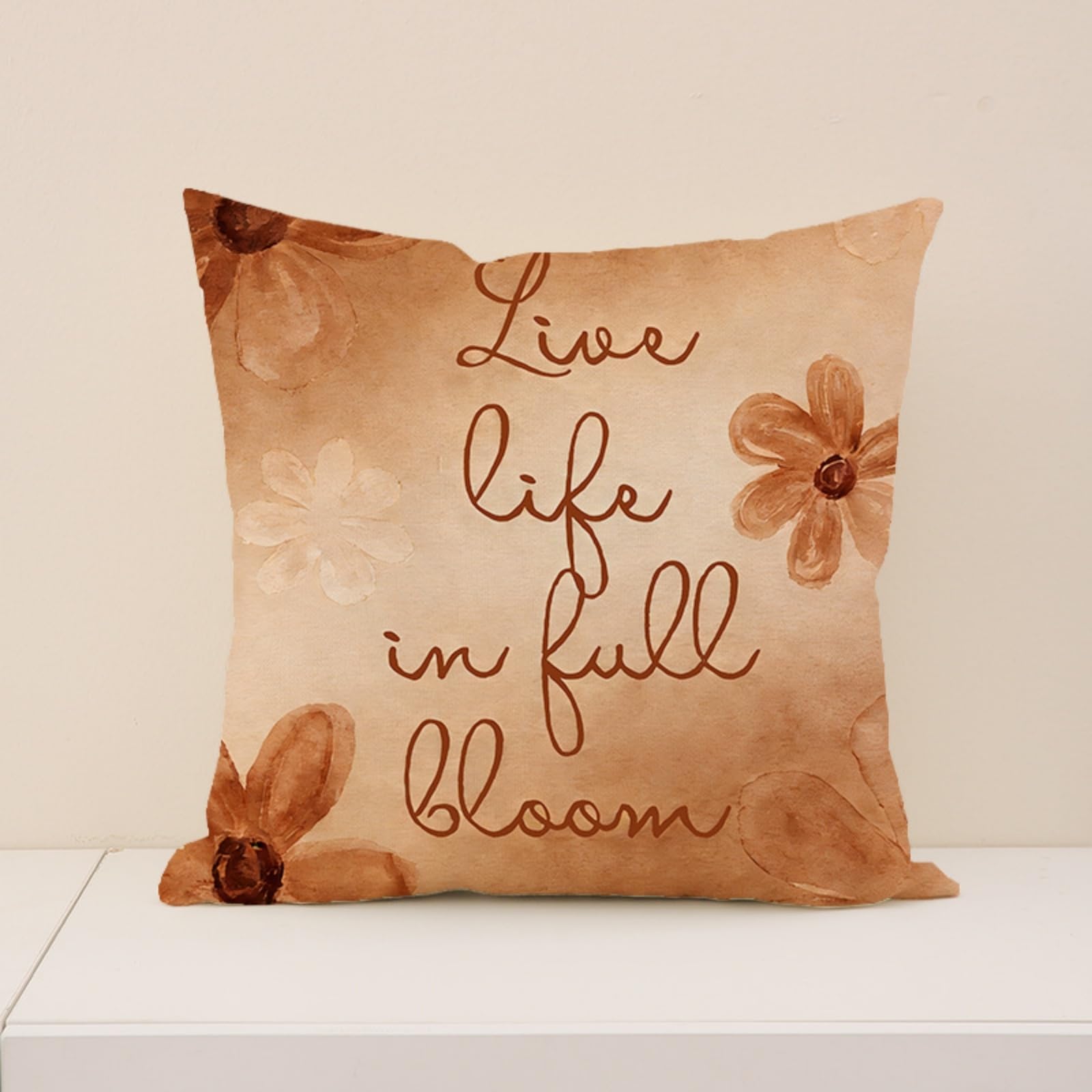 Cushion Covers 40cm x 40cm Chocolate Color Plants Sofa Cushion Cover Linen with Invisible Zippers,Throw Pillow Covers for Bedroom Home Decor