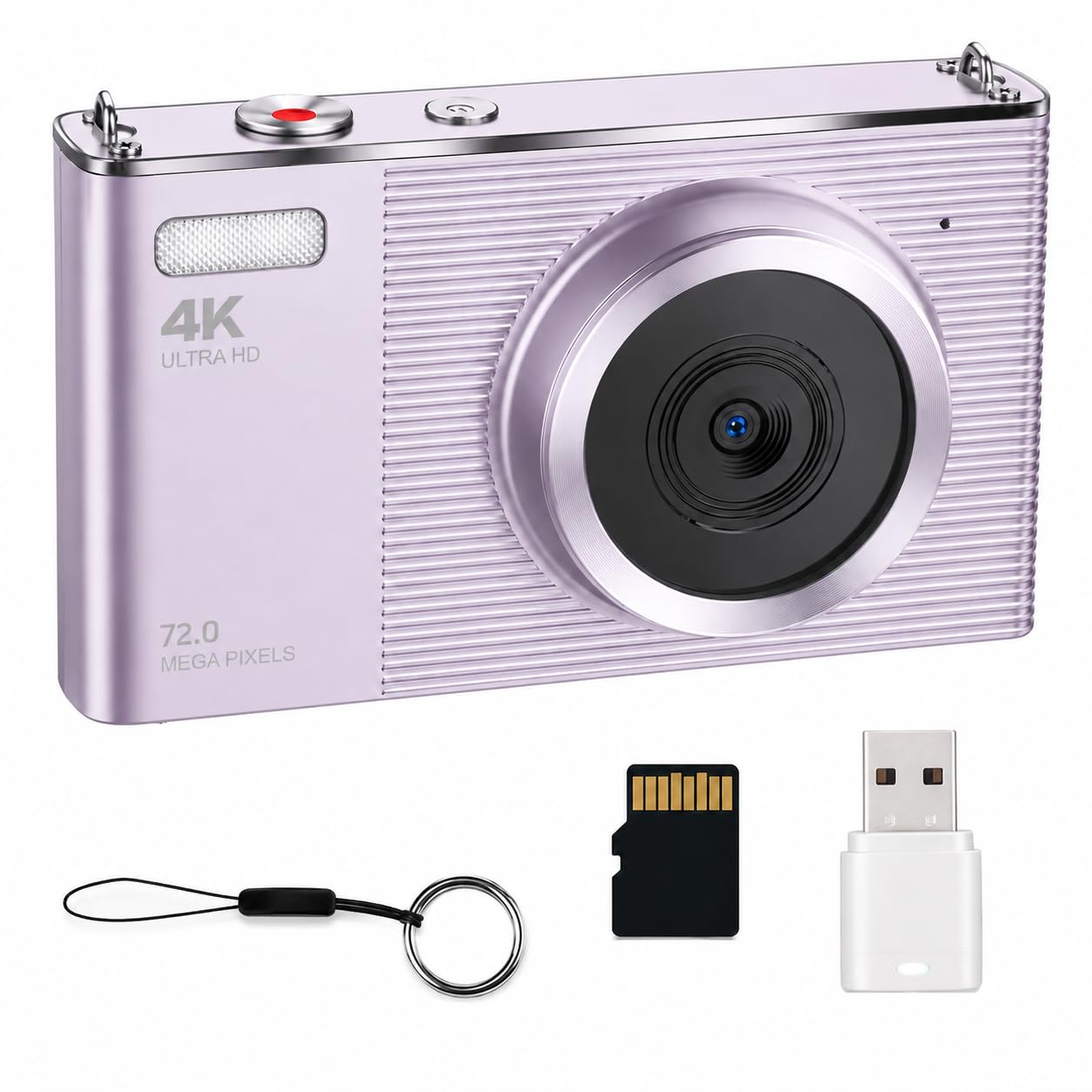 Fotocamera digitale per fotografia, fotocamera 4K 72MP Vlogging, fotocamera digitale con messa a fuoco automatica per adolescenti, adulti, principianti, zoom 16x, scheda da 32 GB, viola